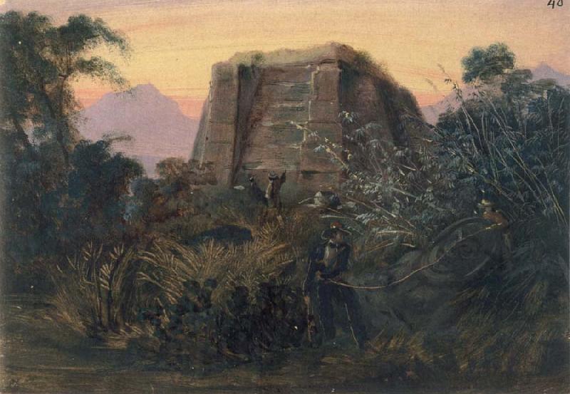 Johann Moritz Rugendas Teocalli of Centla,Pre-Columbian Ruin and Fragment of an Old Indian Sculpture Sweden oil painting art